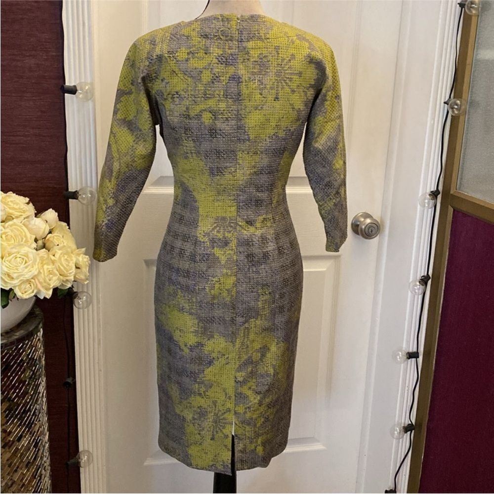 Hilton Hollis Elegant Gray and Yellow Floral Dress, US4 - Picture 7 of 10